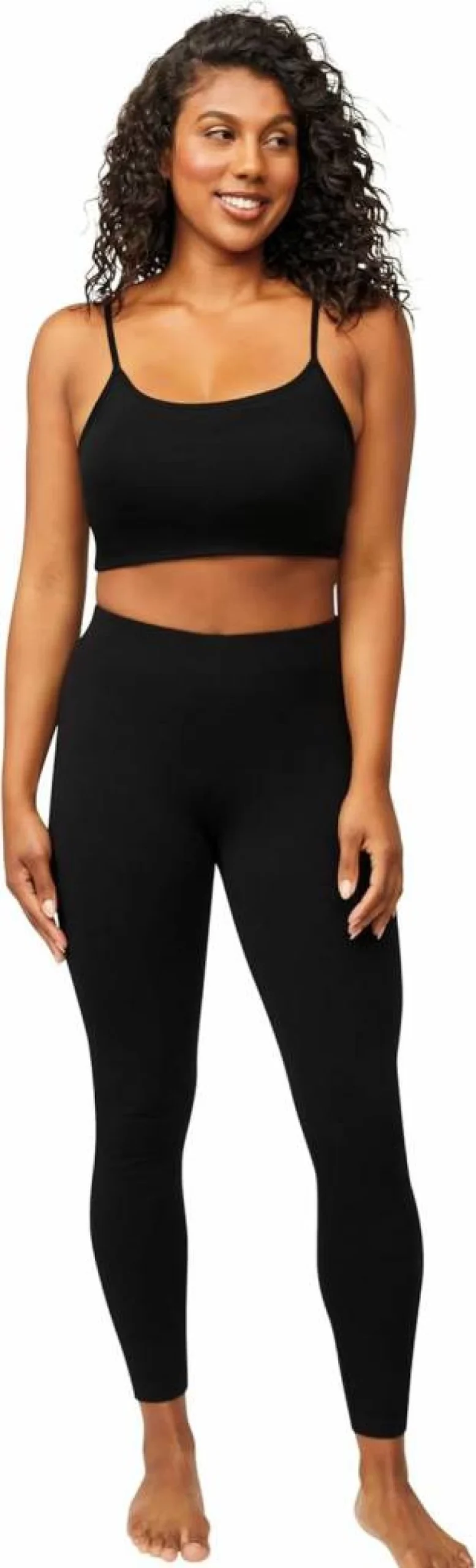 Hanes Women's EcoSmart Classic Fitted Leggings - Soft Stretch Comfort, Sustainable Cotton Blend, High Waist Workout Leggings