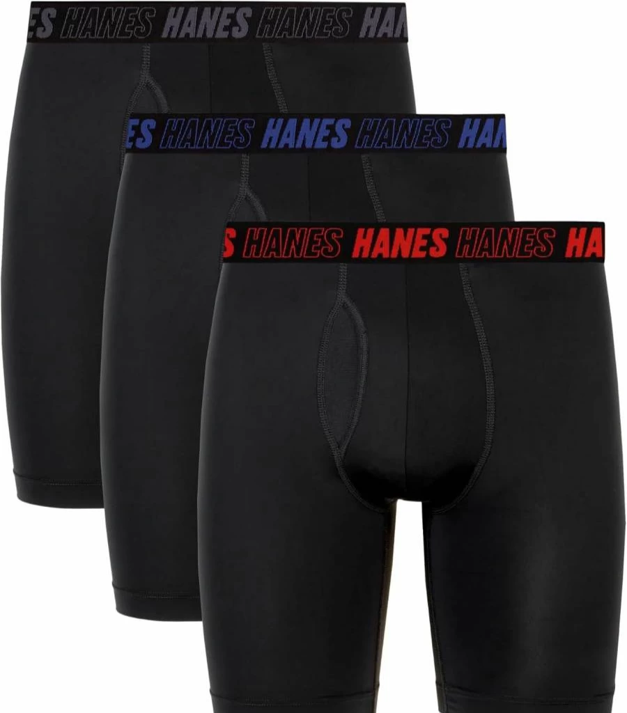 Hanes Men's Performance Boxer Briefs 3-Pack with Support Pouch - Regular, Trunk & Long Leg Options for Comfort & Mobility