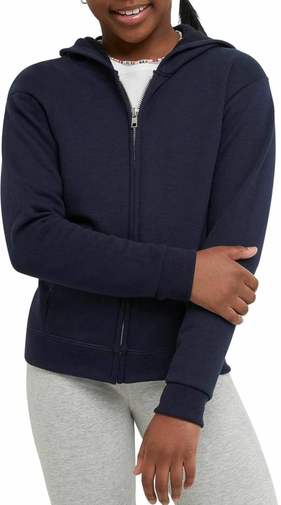 Hanes Girls' EcoSmart ComfortSoft Full-Zip Hoodie - Soft Sustainable Cotton Hooded Sweatshirt for Kids