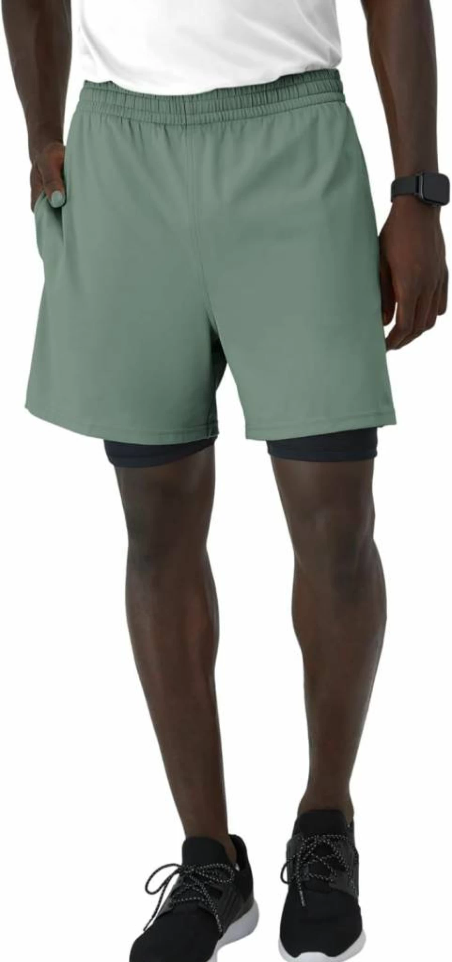 Hanes Men's 5" 2-in-1 Workout Shorts with Built-In Boxer Brief, Moisture-Wicking Gym Shorts with Support Pouch for Training & Running
