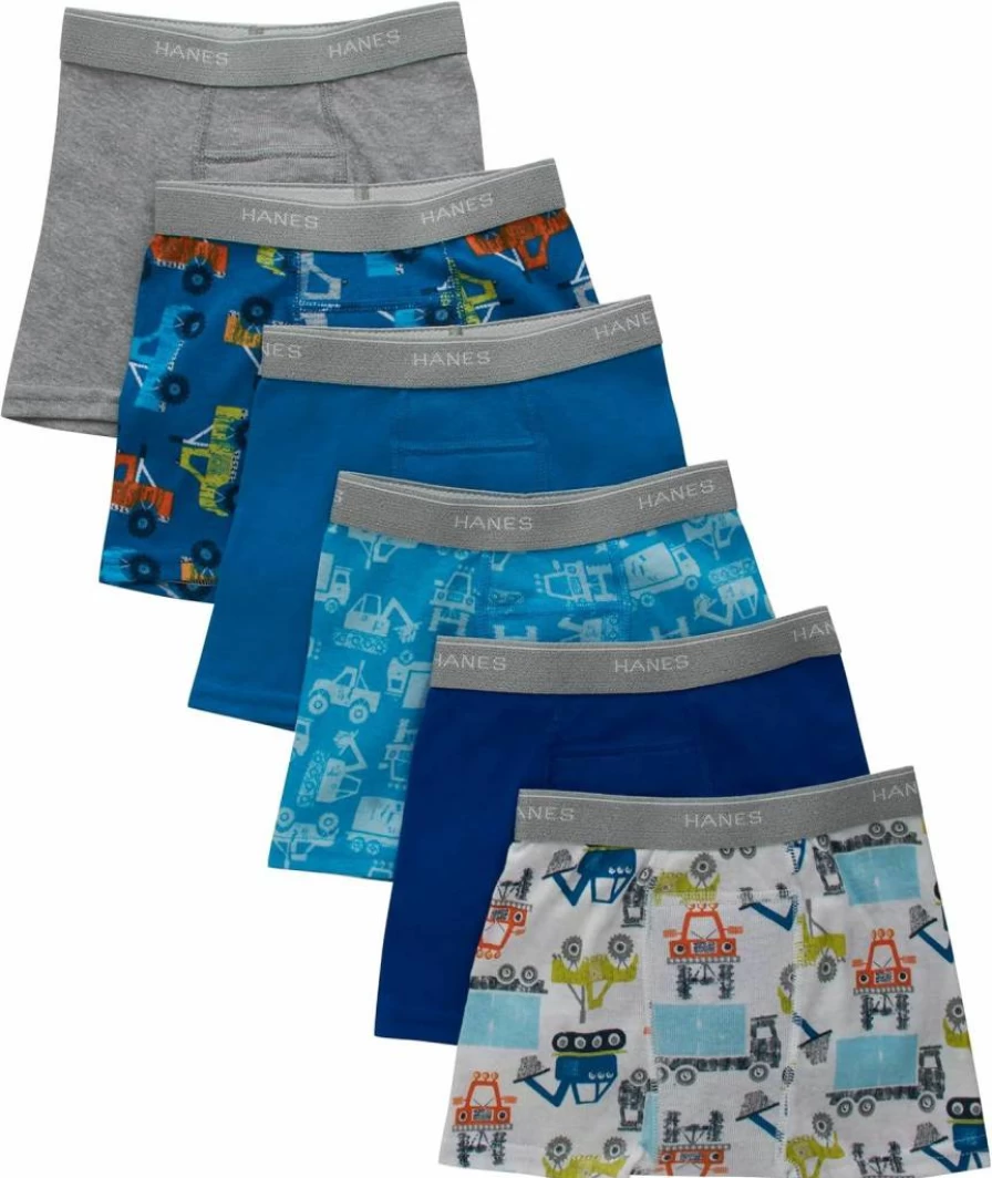 Hanes Boys' Potty Training Underwear - 6-Pack Moisture-Wicking Boxer Briefs for Toddlers