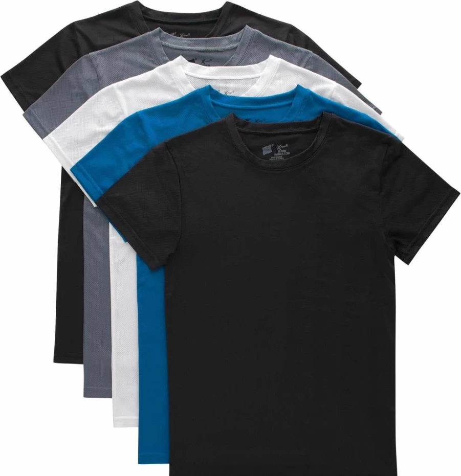 Hanes Boys' Big Originals 5-Pack Performance Mesh T-Shirts for Tweens, Stretch Comfort Undershirts