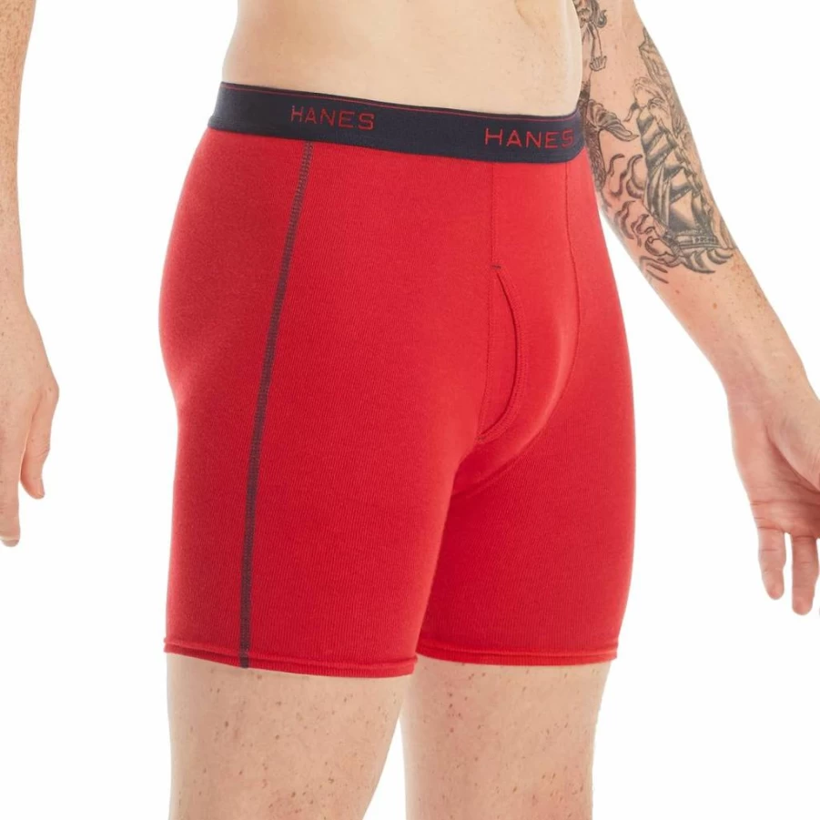 Hanes Men's Cool Dri Moisture-Wicking Cotton Boxer Briefs - No-Ride-Up Comfort Multi-Pack Underwear