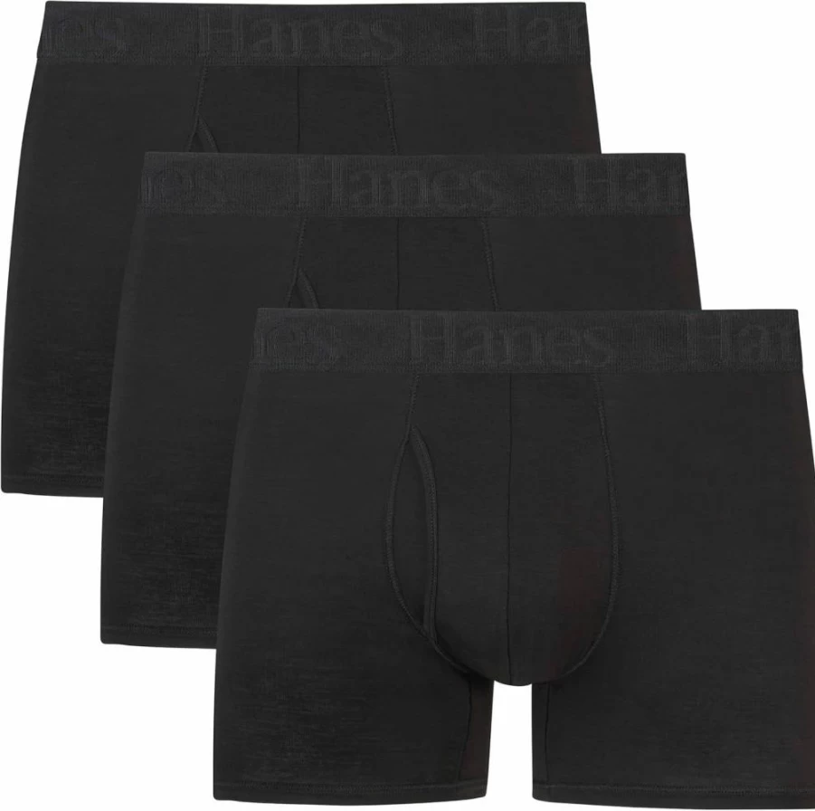 Hanes Men's Originals Supersoft Boxer Briefs & Trunks Underwear 3-Pack - Comfortable Cotton Multipack Underwear for Men