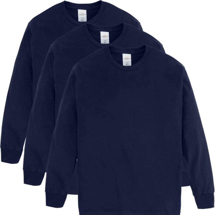 Hanes Boys 3-Pack ComfortSoft Cotton Long Sleeve T-Shirts for Kids
