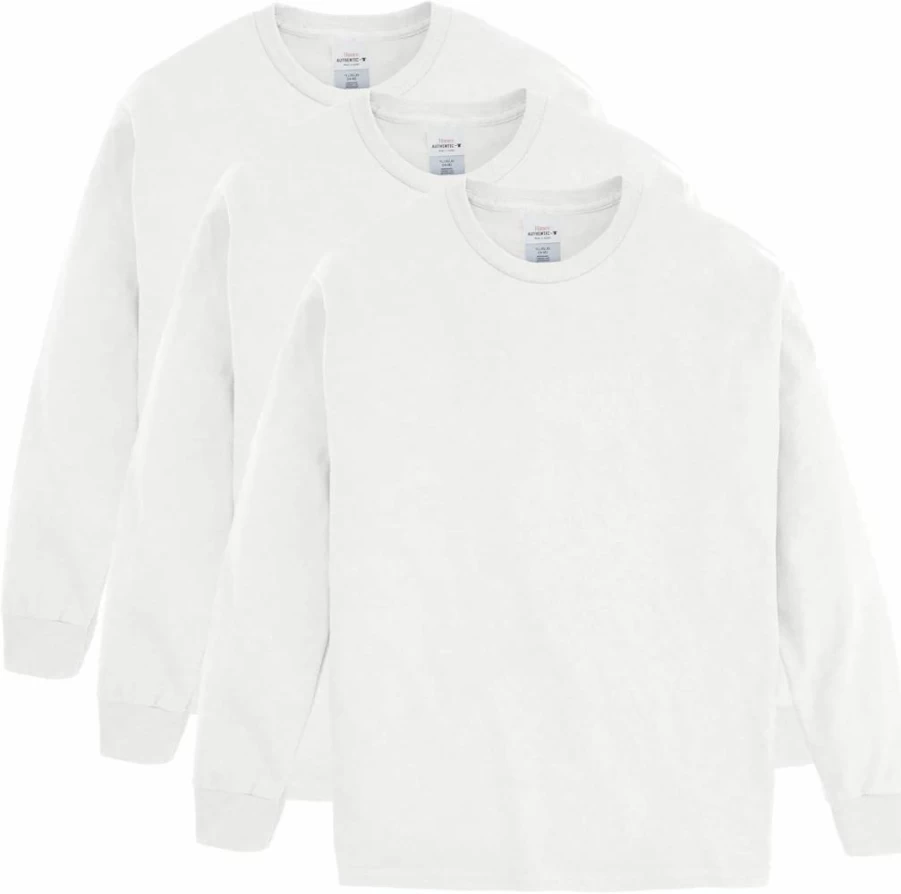 Hanes Boys 3-Pack ComfortSoft Cotton Long Sleeve T-Shirts for Kids