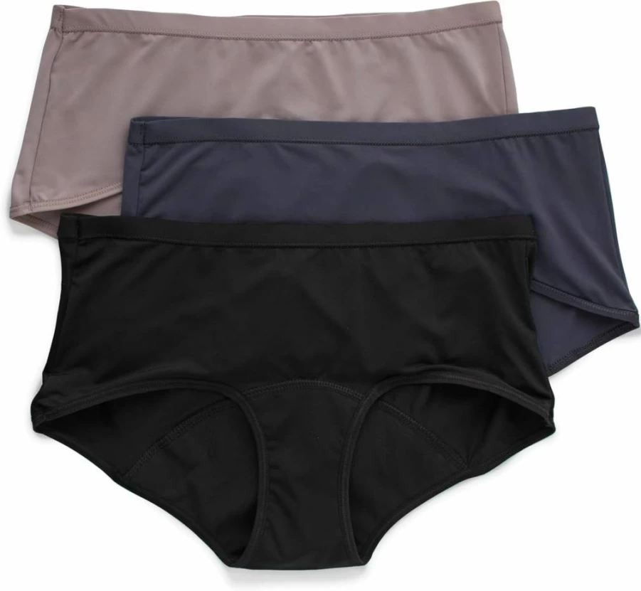 Hanes Women's Period Underwear 3-Pack - Light Leak Protection, Comfortable & Reusable Menstrual Panties for Women