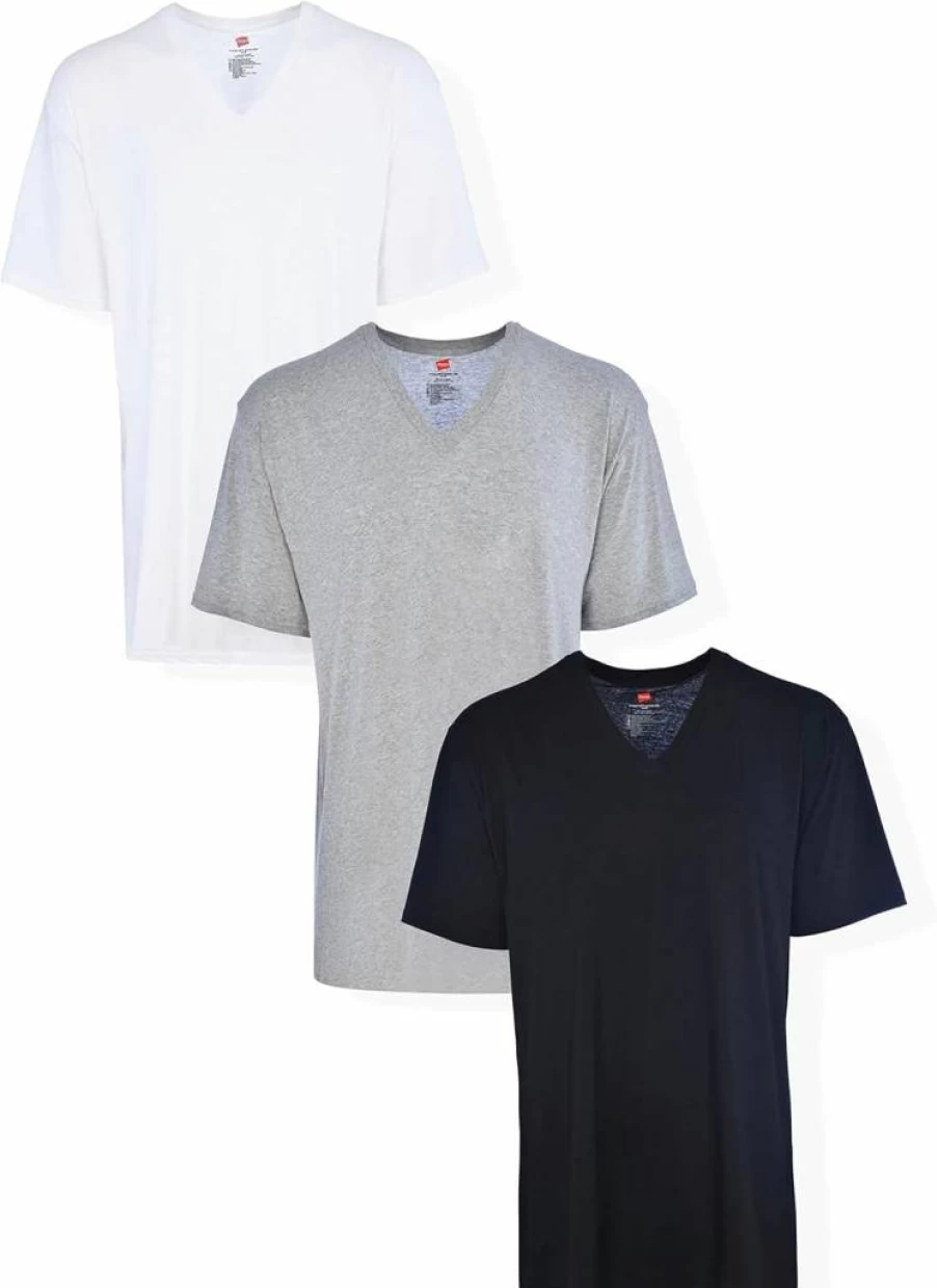 Hanes Men's ComfortSoft Cotton V-Neck Undershirts Multipack, Tagless & Breathable Tall Undershirts for Men, Soft & Durable