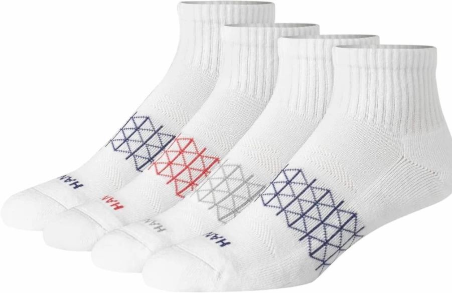 Hanes Men's Moisture-Wicking Active Cushioned Ankle Socks 4-Pack, Seamless Toe for Comfort