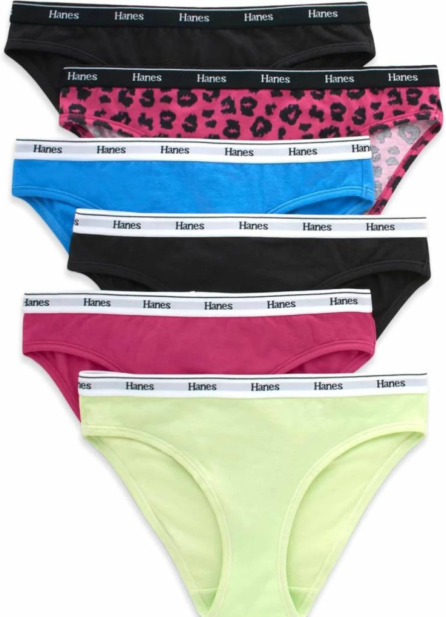 Hanes Women's Cotton Bikini Panties 6-Pack - Breathable, Stretch Underwear Assorted Colors