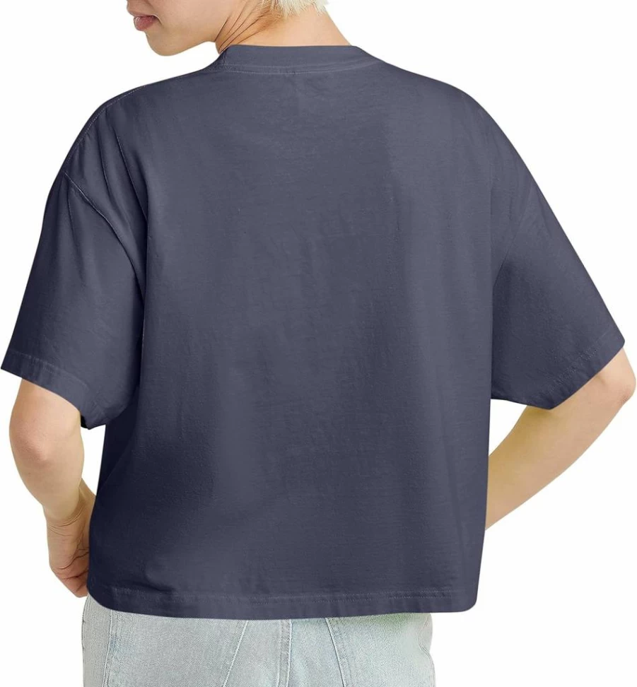 Hanes Women's Crop Crewneck T-Shirt | Soft Garment Washed Cotton Tee | Comfort Fit Casual Top