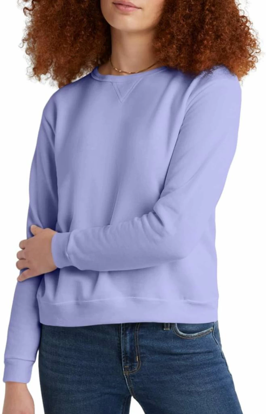 Hanes Women's EcoSmart Fleece Crewneck Sweatshirt - Soft V-Neck Pullover for Women