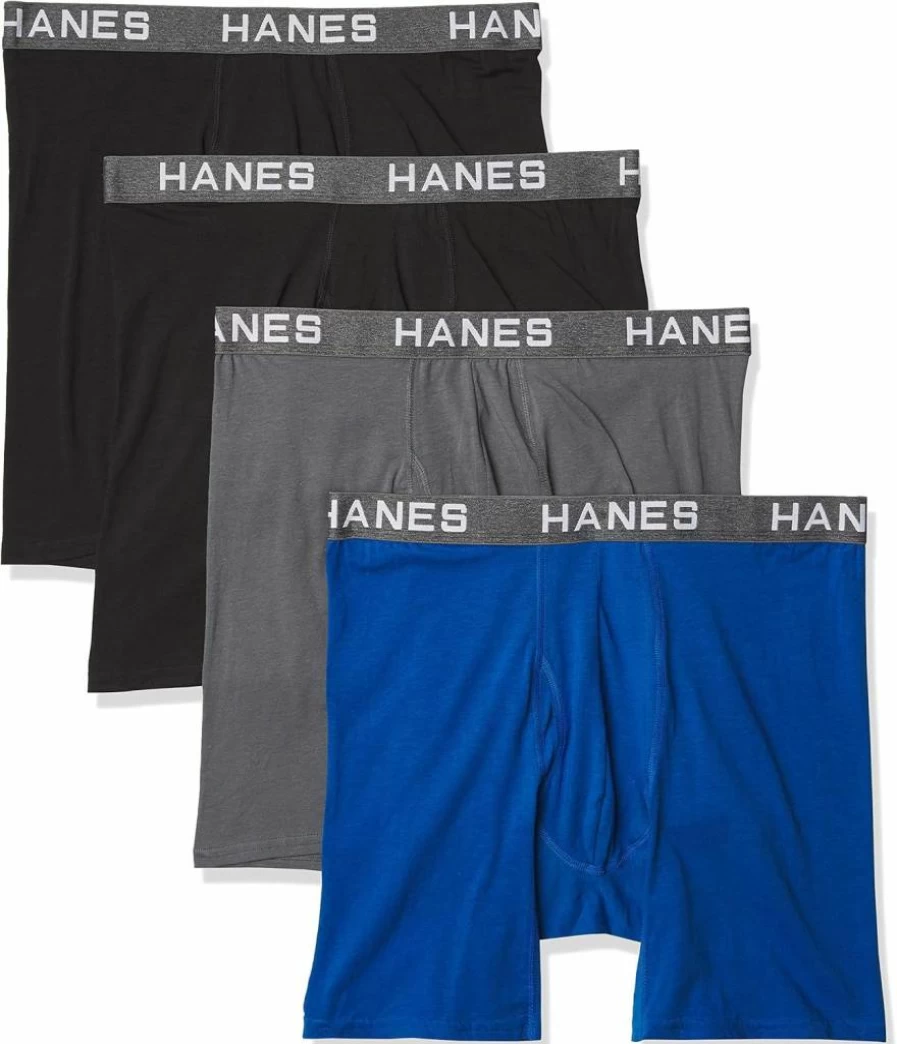 Hanes Men's Ultra Soft Cotton Modal Blend Boxer Briefs 4-Pack - Comfort Flex Fit Underwear
