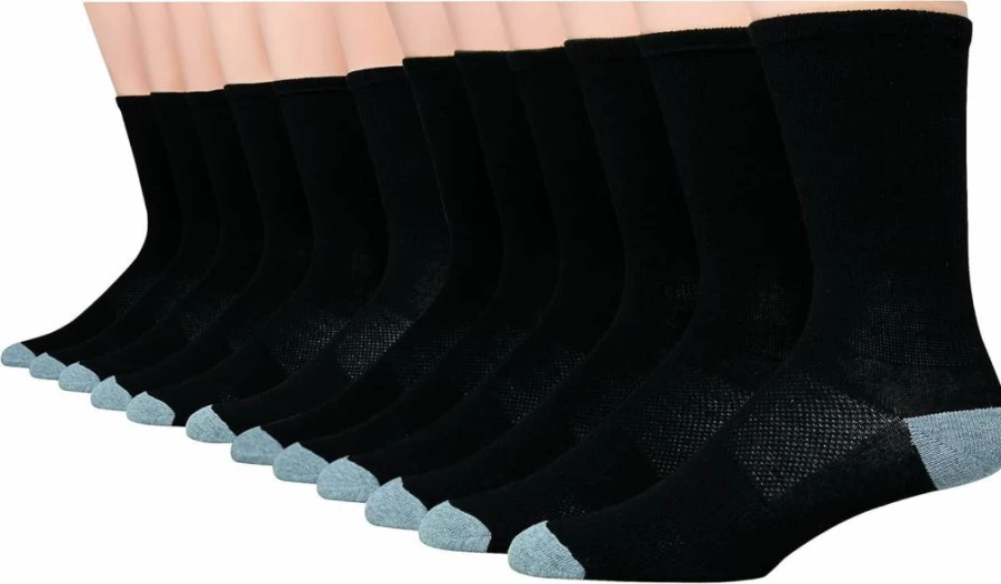 Hanes Men's X-Temp Lightweight Crew & Ankle Socks, 12-Pack - Moisture-Wicking & Breathable