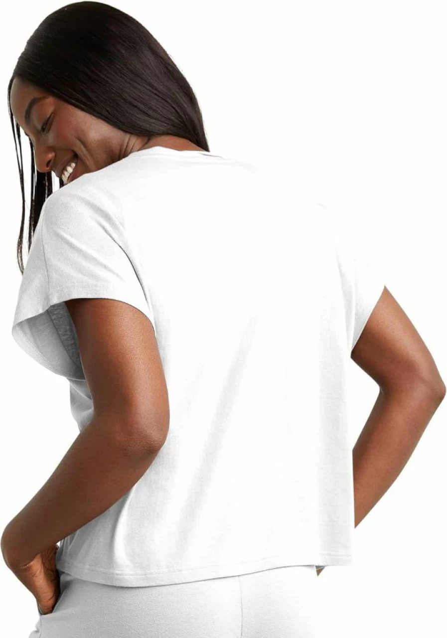 Hanes Women's Boxy Fit Twisted Neck Short-Sleeve Cotton T-Shirt | Original Crewneck Tee