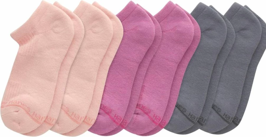 Hanes Women's No Show Socks 6-Pack - Supersoft Stretch Ankle Socks for Comfort & Breathability