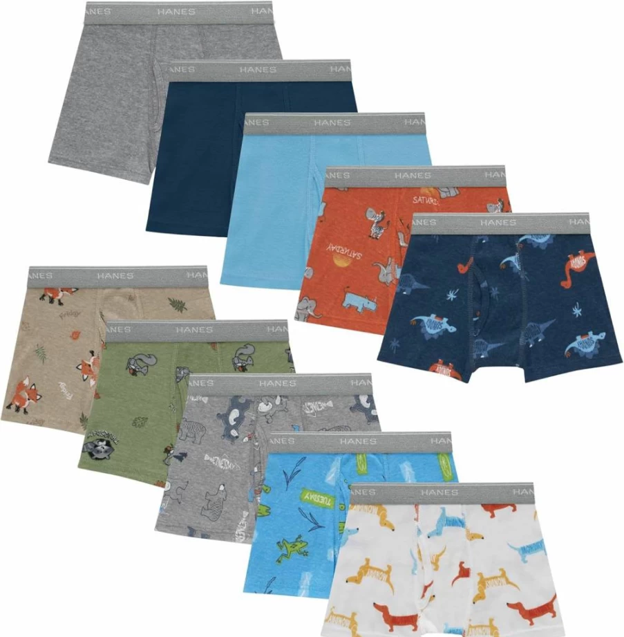 Hanes Boys & Toddlers Soft Comfort Flex Boxer Briefs Multipack - Breathable Cotton Underwear with Stretch Waistband