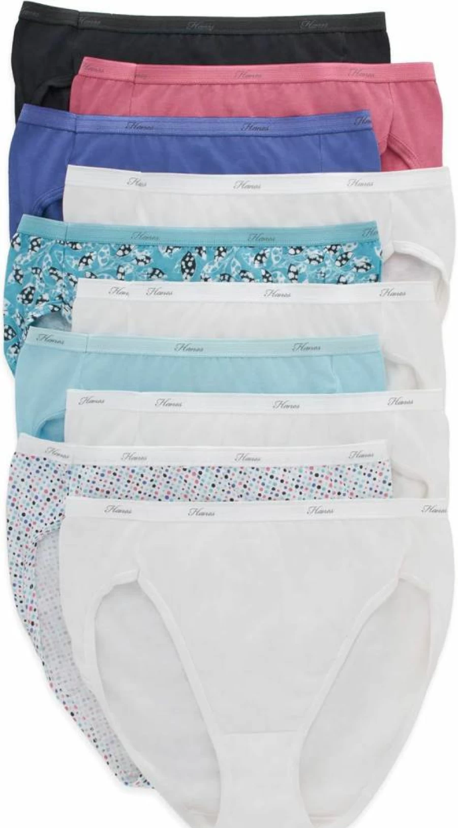 Hanes Women's High-Waisted Cotton Underwear 10-Pack - Assorted Colors, Comfort Fit Hi-Cut Panties