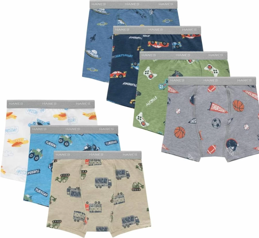 Hanes Boys' Potty Training Underwear - Light Leak-Proof Boxer Briefs for Toddlers, 6 or 7-Pack