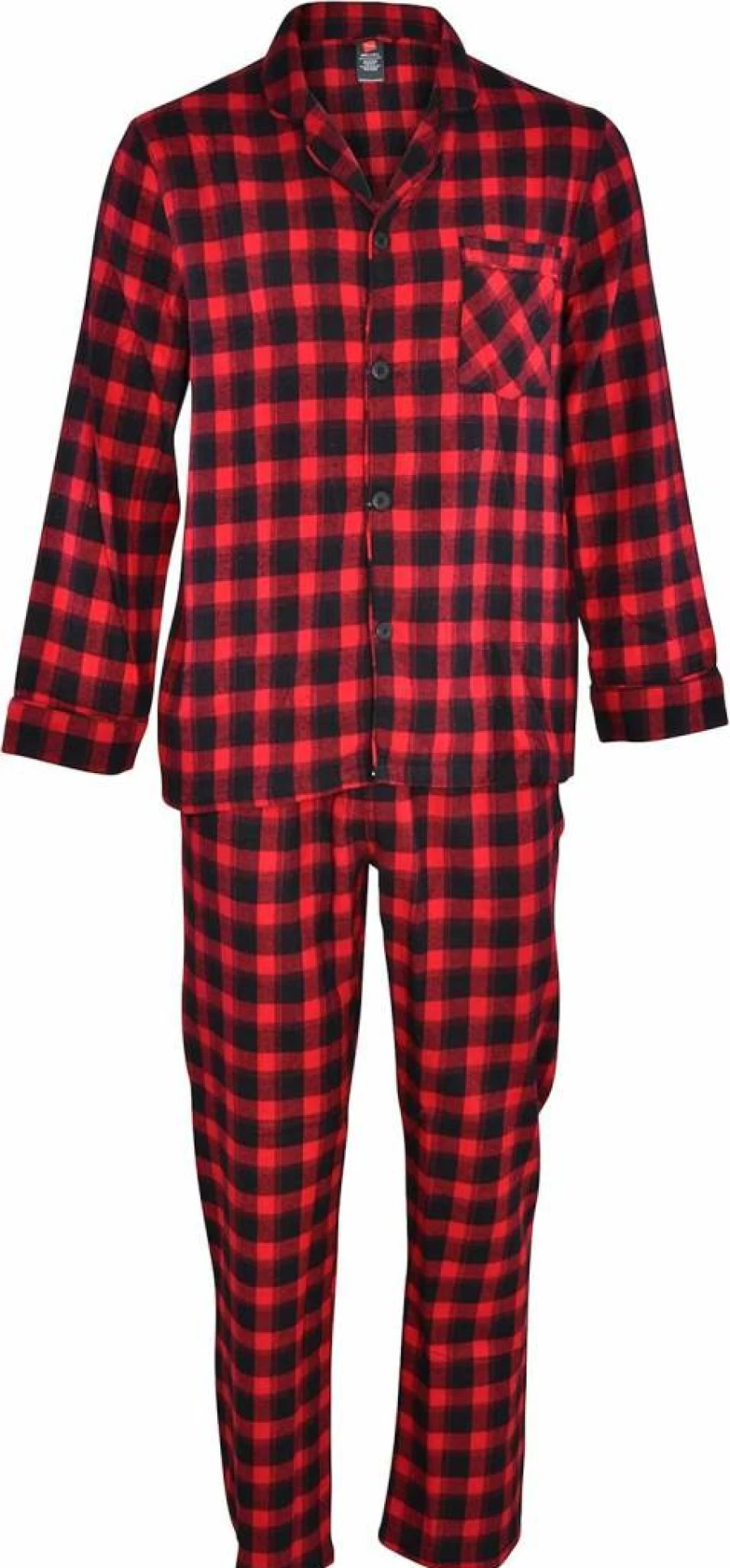 Hanes Men's 100% Cotton Flannel Plaid Pajama Set - Soft Sleepwear Top & Pants