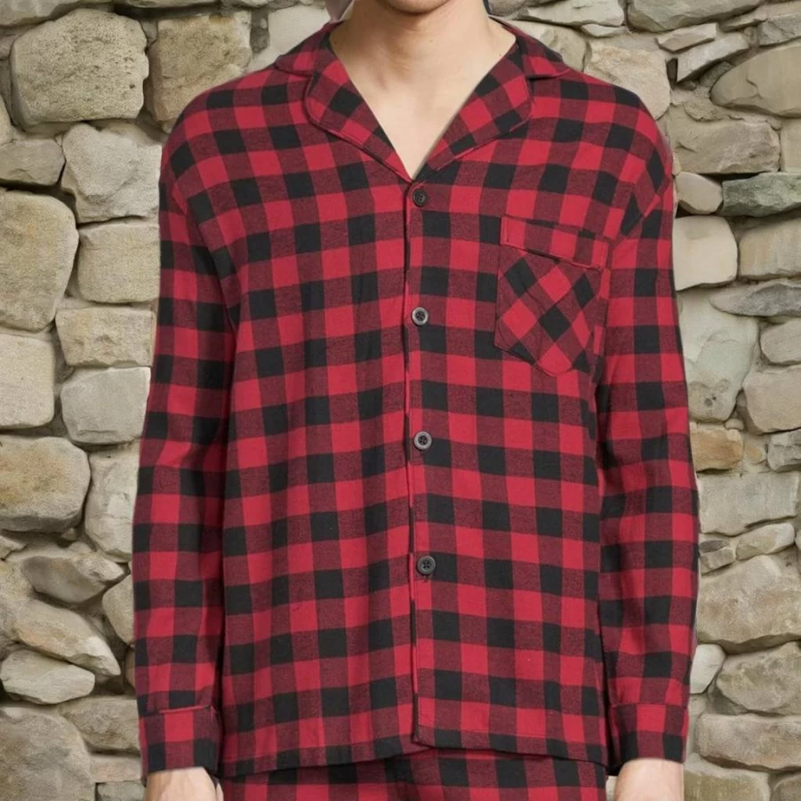 Hanes Men's 100% Cotton Flannel Plaid Pajama Set - Soft Sleepwear Top & Pants