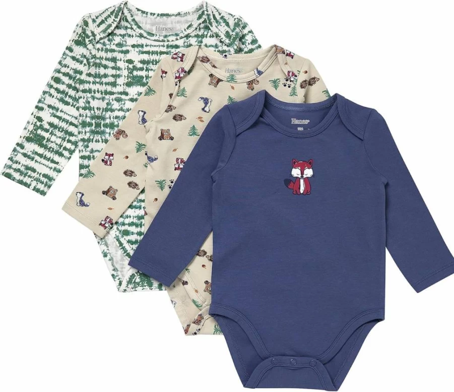 Hanes Unisex Baby 3-Pack Long Sleeve Bodysuits – Soft Cotton Infant Onesies for Boys & Girls, Comfortable & Durable Pure Comfort Design