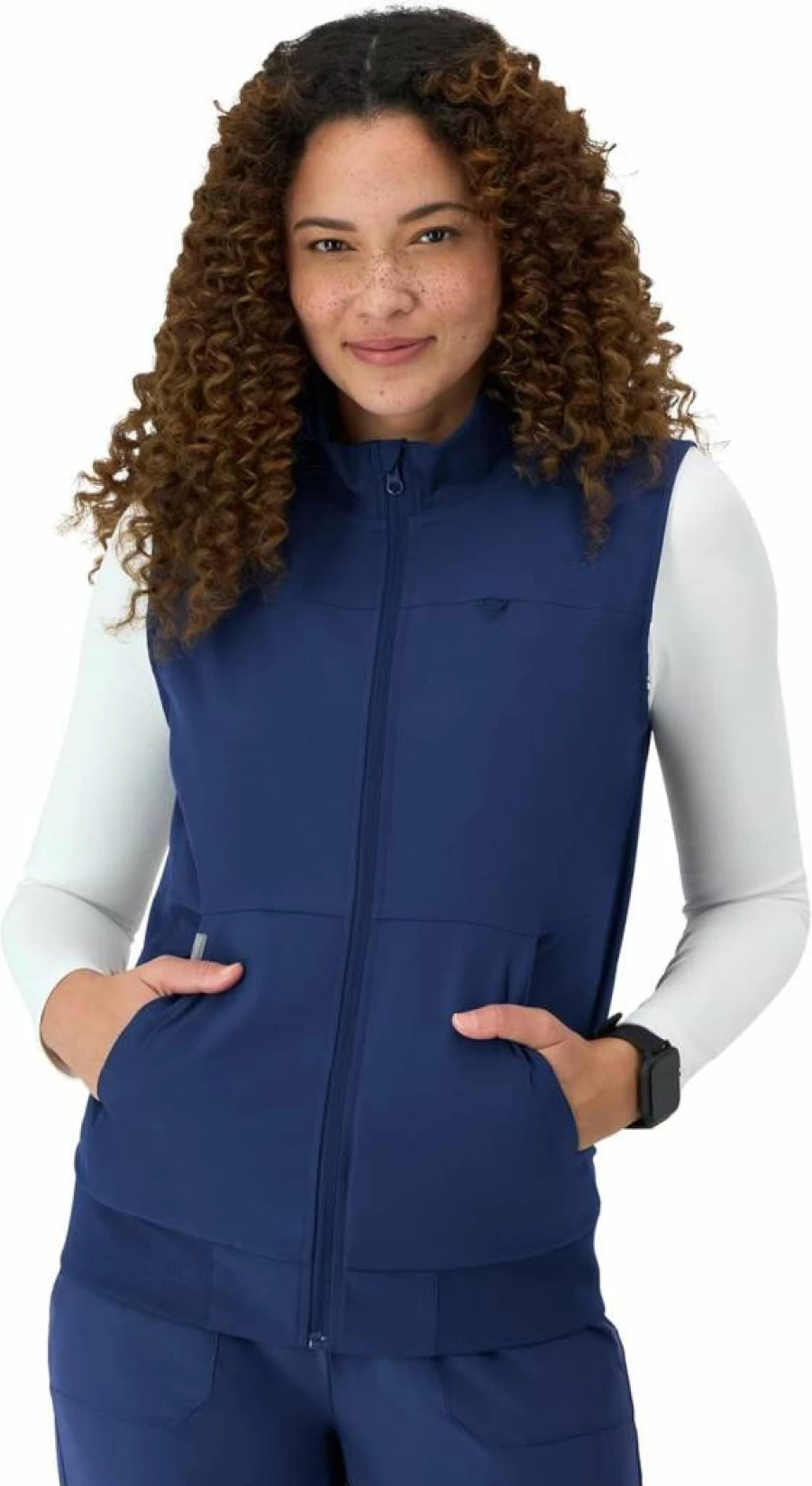 Hanes Women's Moisture-Wicking Stretch Scrubs Vest - Comfort Fit Healthcare Workwear for Women