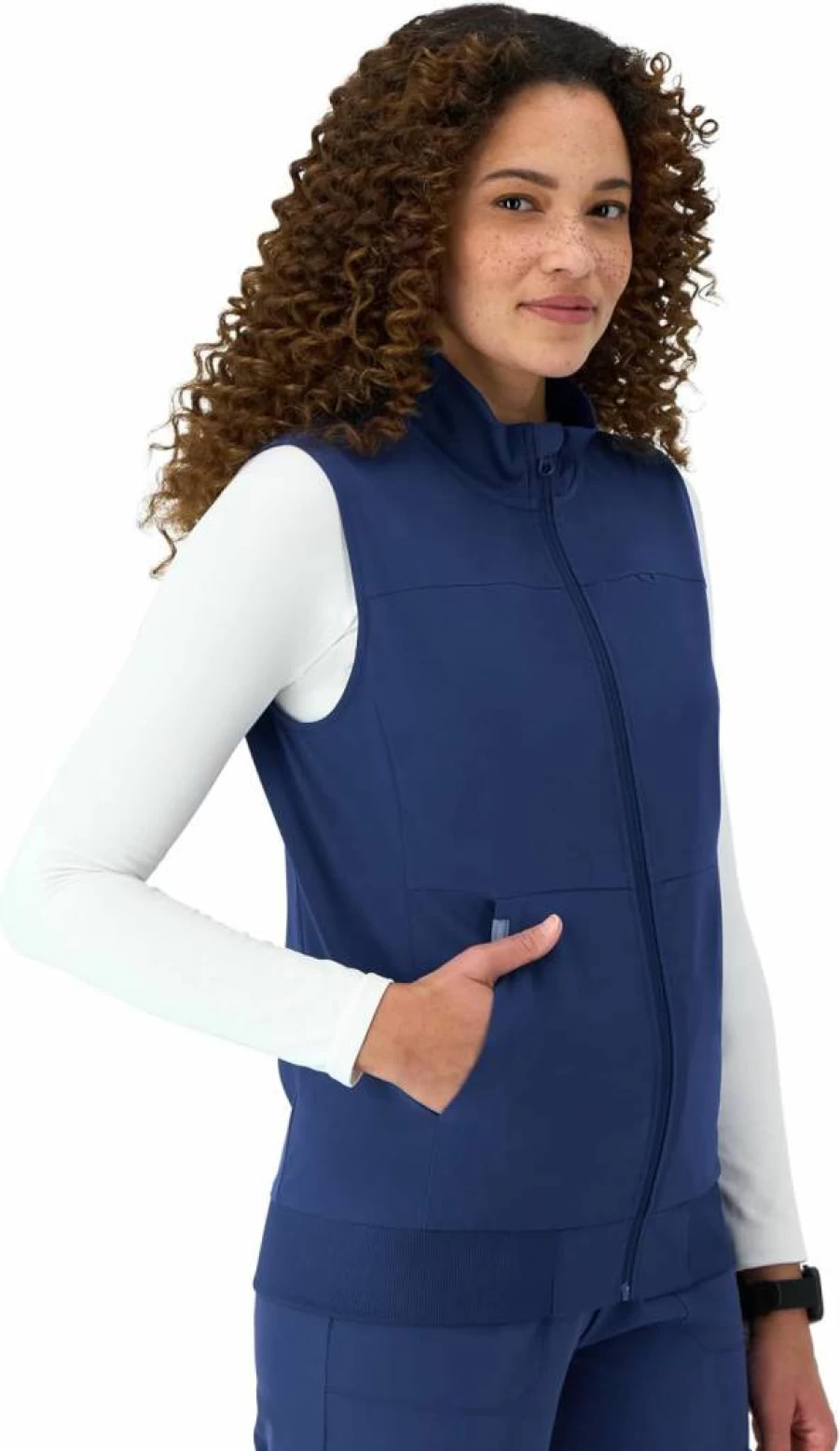 Hanes Women's Moisture-Wicking Stretch Scrubs Vest - Comfort Fit Healthcare Workwear for Women