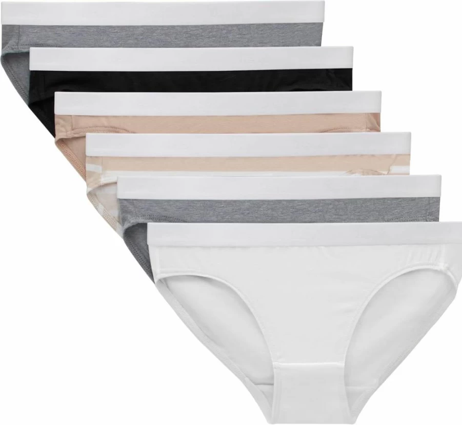 Hanes Girls' Originals Bikini Underwear 6-Pack - Soft Cotton Bikini Panties for Teens, Assorted Colors & Prints