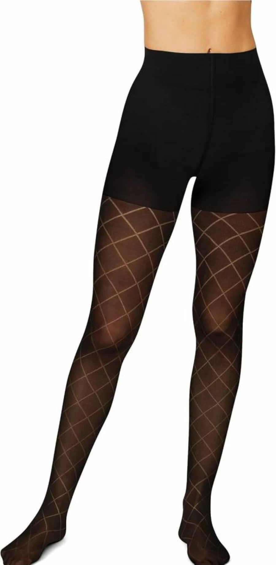 Hanes Women's EcoSmart Control Top Tights with Diamond Design - Comfortable & Shapewear
