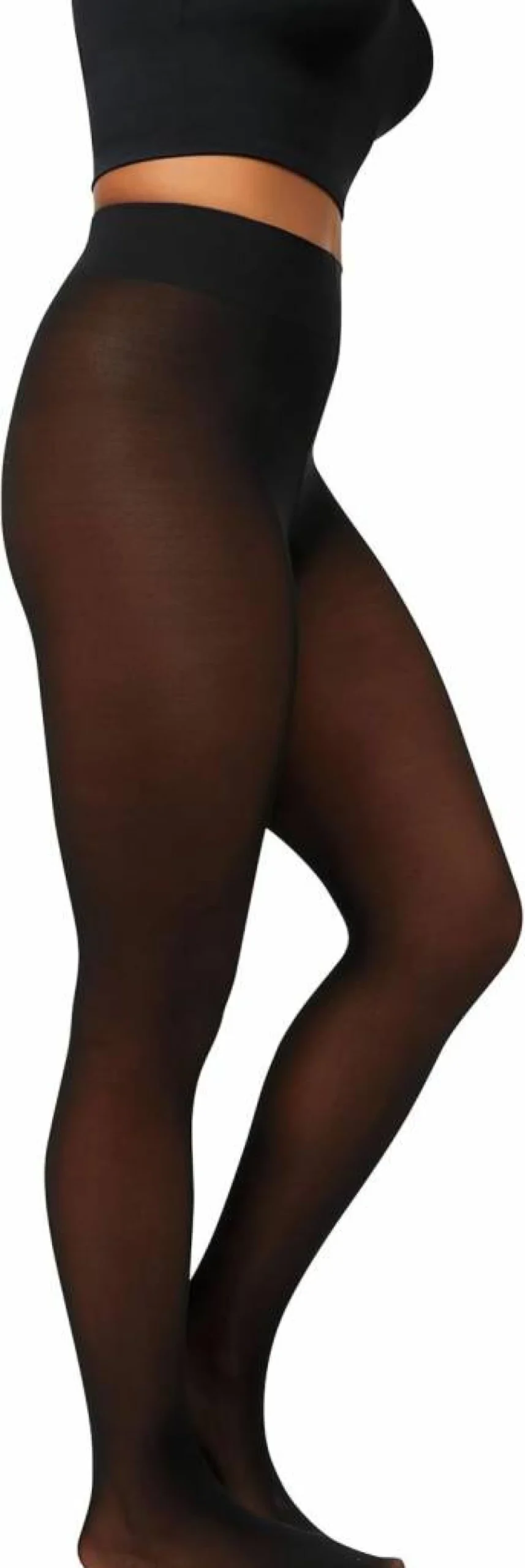 Hanes Women's EcoSmart Opaque Tights - High Waist, Sheer Toe, Black - Comfortable & Durable